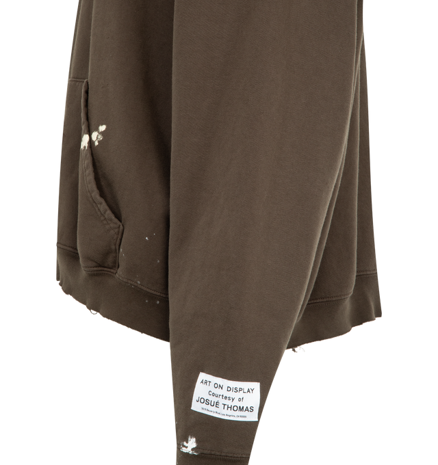 Image 3 of 3 - BROWN - GALLERY DEPT French Logo Painted Cotton Hoody featuring relaxed fit, hooded, dropped shoulders, long sleeves, front logo, painted print details and ribbed trims. 100% cotton.