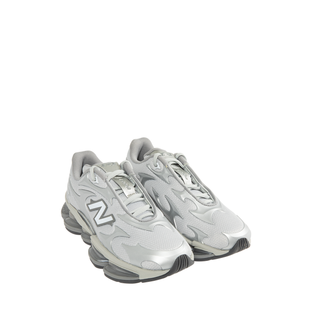 Image 2 of 5 - GREY - NEW BALANCE 2000 Sneaker featuring mesh upper with printed overlay patterns, full-length ABZORB sole unit combines ABZORB cushioning and ABZORB SBS pods, segmented sole unit with a Stability Web shank, printed N branding and sculpted midsole details.