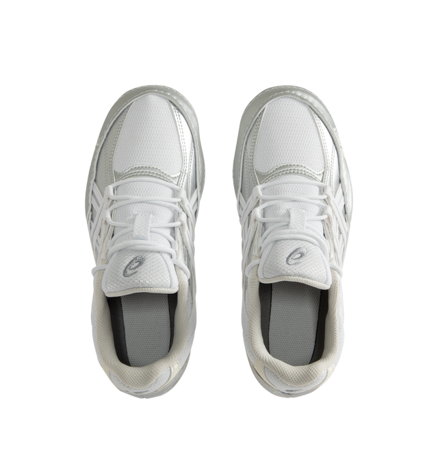 Image 5 of 5 - WHITE - ASICS Hypersync Sneaker featuring synthetic leather overlays, decorative stitching details, a low-profile, OrthoLite X-40 sockliner, OrthoLite heel cup and AHARPLUS outsole rubber.