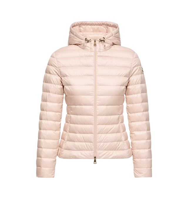 Image 1 of 1 - PINK - MONCLER Igelhood Short Down Jacket featuring water-repellent main fabric, longue saison lining, packable, down-filled, adjustable hood, zipper closure, invisible zipped pockets and logo patch. 100% polyamide/nylon. Padding: 90% down, 10% feather.