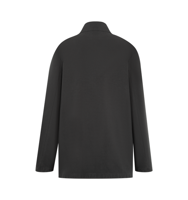 Image 2 of 3 - BLACK - THE ROW Baeza Jacket featuring collared jacket in structured cotton with boxy fit, side welt pockets and concealed front placket with metal button closure. 100% cotton. Made in Italy.