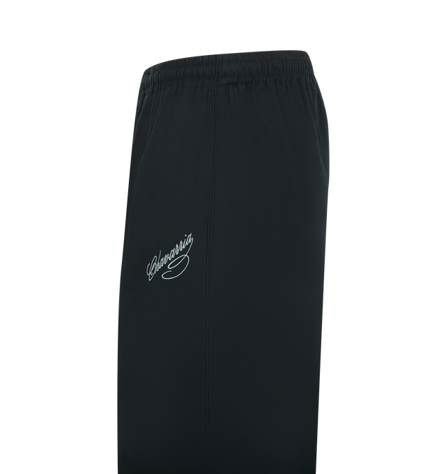 Image 3 of 3 - BLACK - WILLY CHAVARRIA Ruff Rider Track Pant featuring pull-on styling with elastic waistband, 3-pocket design, embroidered logo detail at side and midweight melton fabric. 100% polyester. Made in USA.