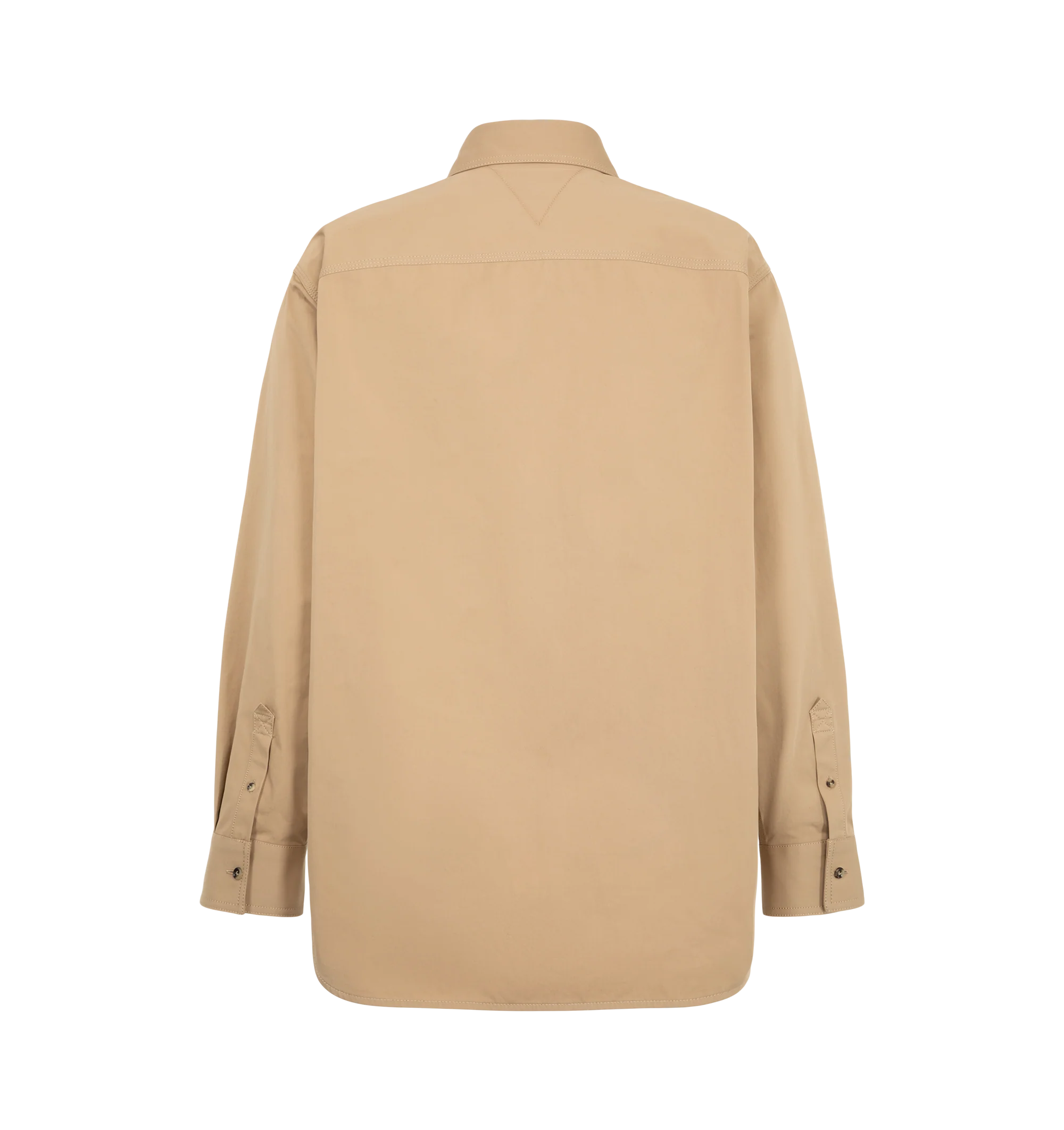 Image 2 of 2 - NEUTRAL - Bottega Veneta Men's Leather Pocket Shirt is crafted from cotton gabardine and features a structured silhouette with a distinctive leather front pocket. Designed with a point collar and front button closure, it combines everyday functionality with refined detailing. Main Material: 100% Cotton. Details: Leather front pocket. Made in Italy. 