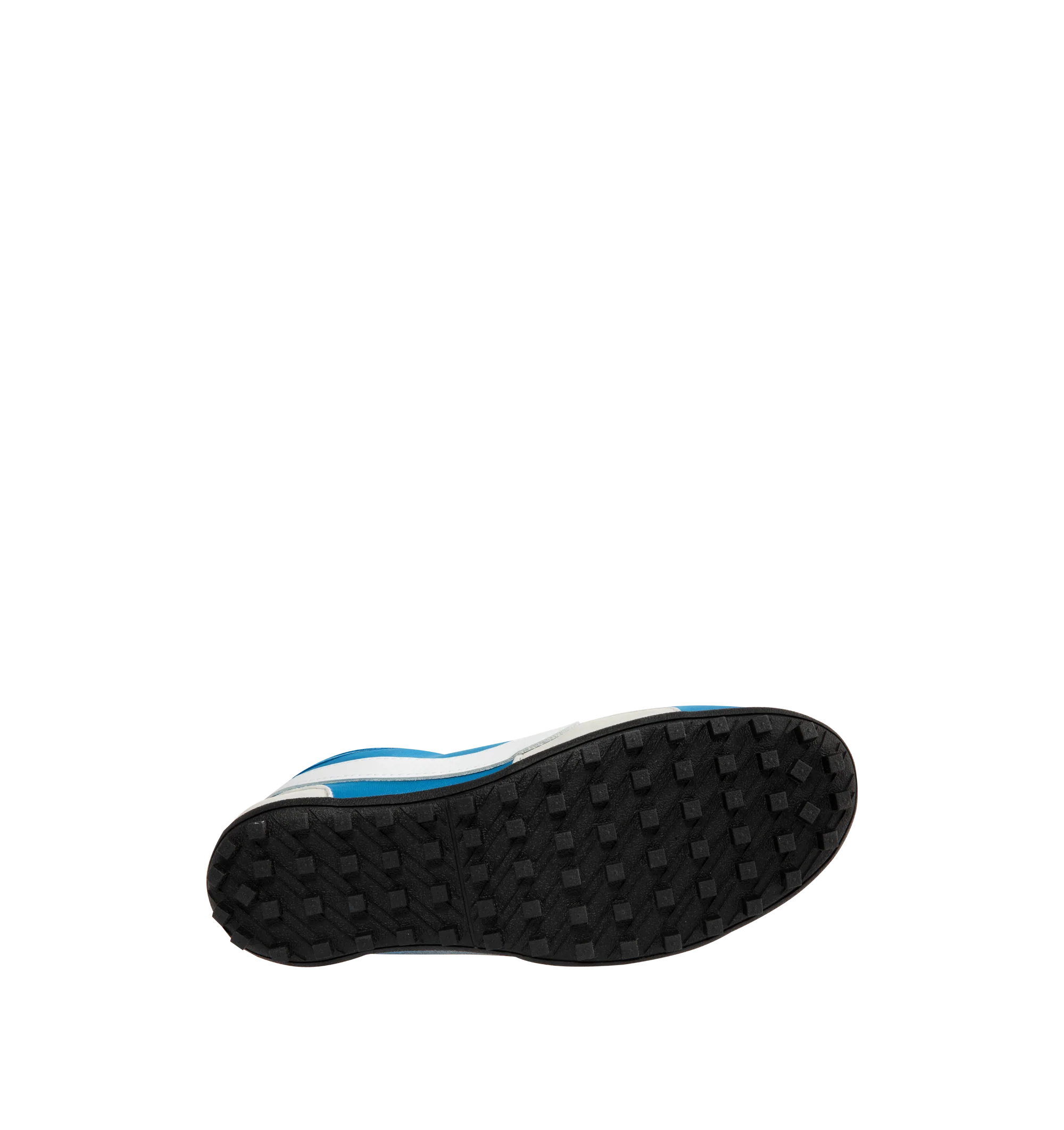Image 4 of 5 - BLUE - Nike Men's Moon Shoe OG SP Sneakers feature an Italy Blue and Neutral Grey nylon upper with black and white accents and a leather Swoosh. Inspired by Nike's original 1970s running shoe, the streamlined silhouette is finished with a rubber Waffle outsole for durable traction. Upper: Nylon and Leather. Sole: Rubber. 