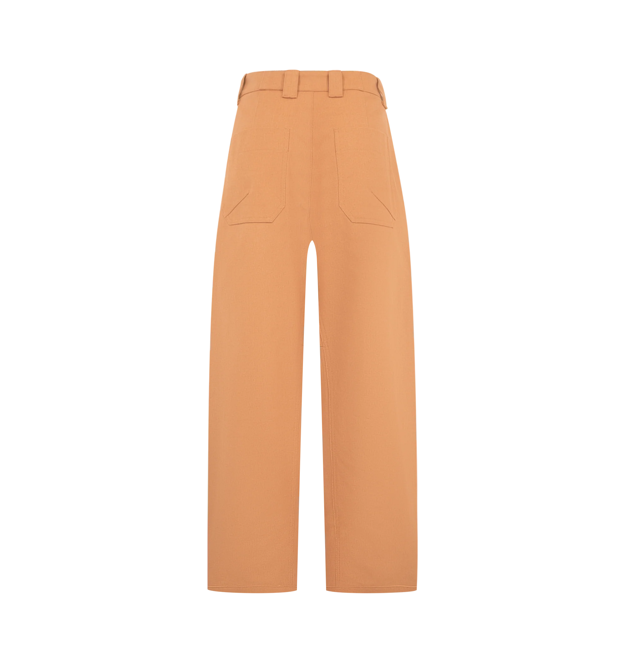 Image 2 of 3 - ORANGE - Chlo Womens Barrel Pants are crafted from organic cotton canvas. Feature a relaxed wide-leg barrel silhouette, front zip closure with Horse Medal button, water buffalo horn back button, belt loops, side pockets, and back pockets. Main Material: 100% Organic Cotton; Pocket Lining: 100% Cotton; Back Button: 100% Water Buffalo Horn. Made in Italy.