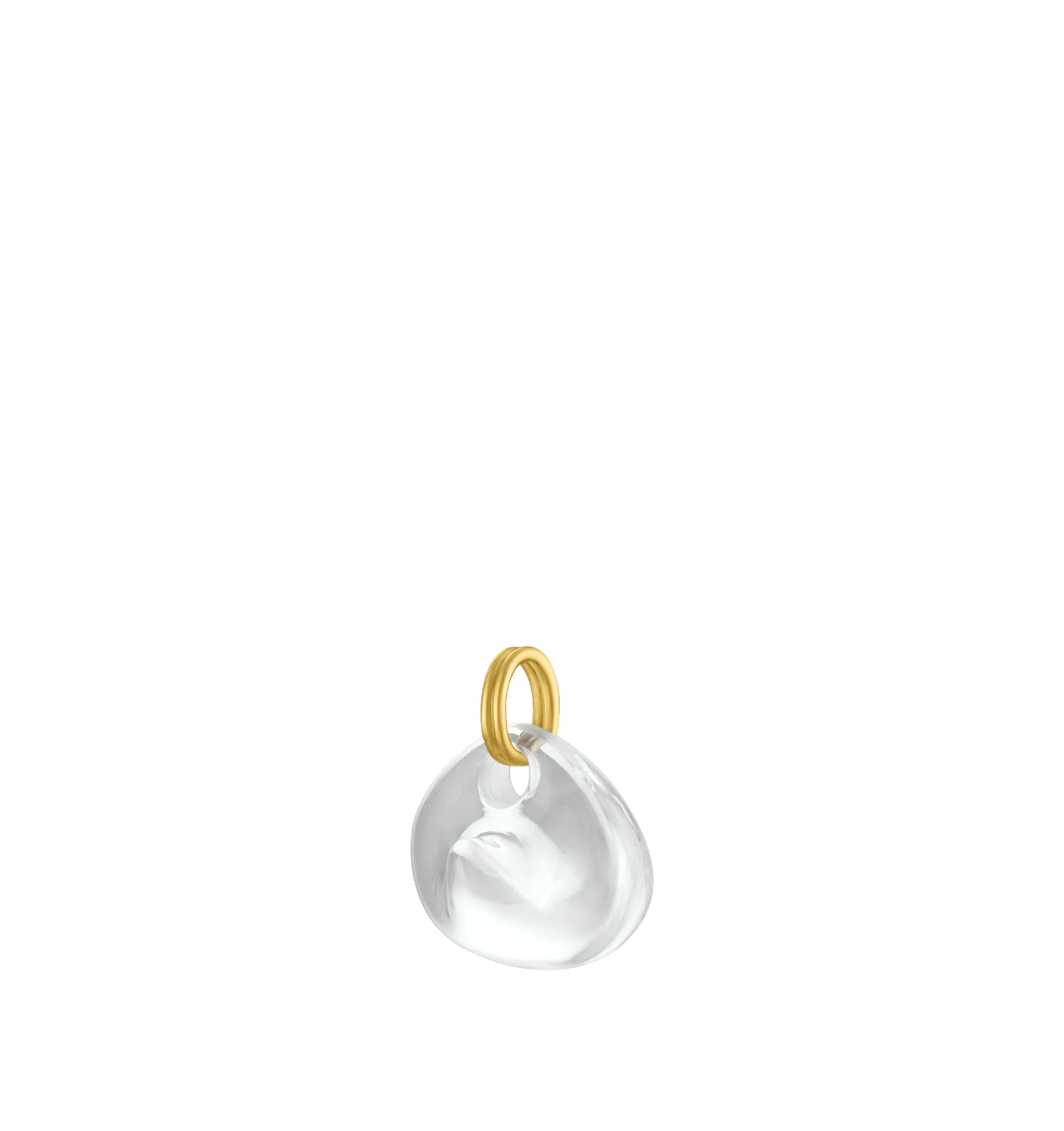 Image 2 of 2 - GOLD - Prounis Rock Crystal Prunt Pendant is handcrafted from 22K yellow gold and features a carved rock crystal inspired by the prunt motifs of historic forest glass. The sculptural pendant is designed to evoke the appearance of a suspended drop of water. Dimensions: 30 mm x 28 mm. Handmade in New York. For personal consultation and detailed information about jewelry, please contact our dedicated stylist team at personalshopping@hirshleifers.com.This item may be restricted for online purchas 