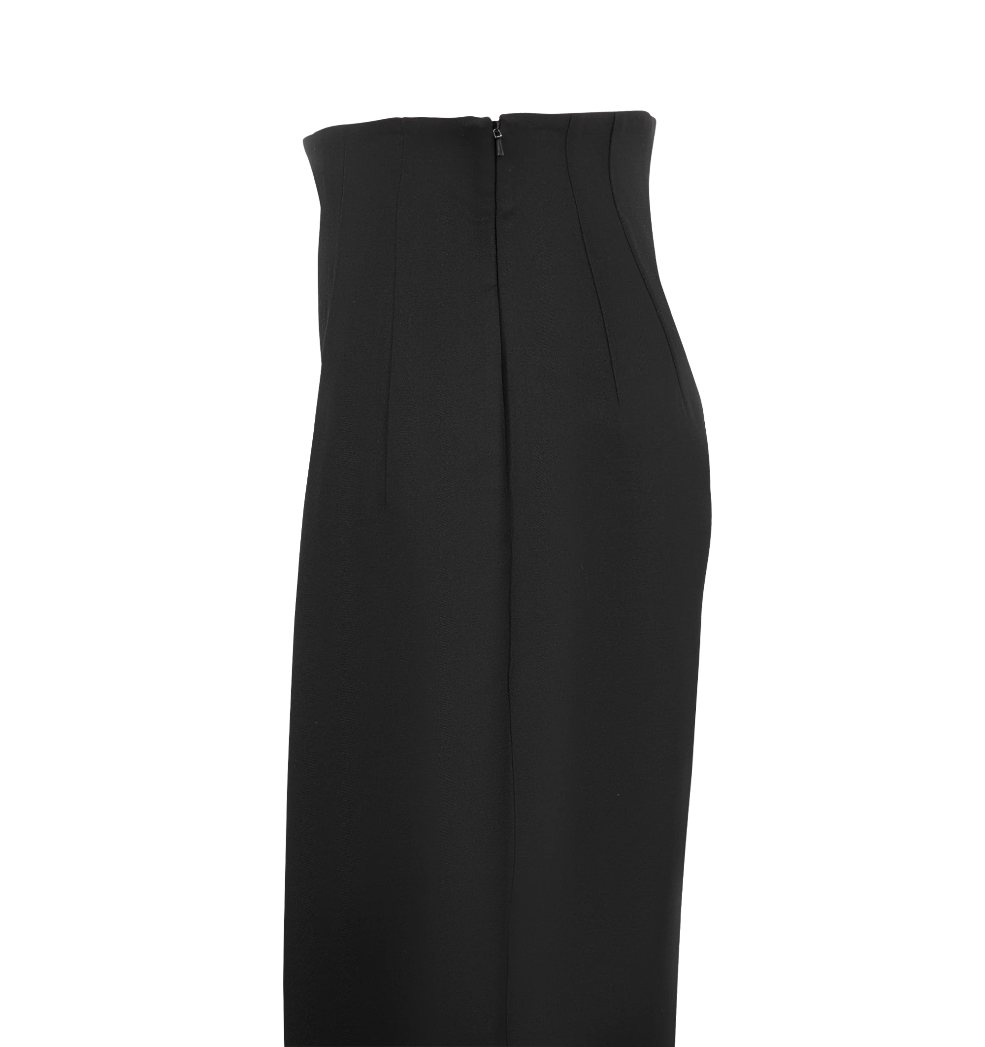 Image 3 of 3 - BLACK - Khaite Womens Trousers are crafted from wool silk cady. Feature a mid-rise waist, wide-leg silhouette, sculpted bowed inseam, clean front pleats, elongated darts, and a jetted welt back pocket. Main Material: 74% Wool, 26% Silk. Made in the USA.