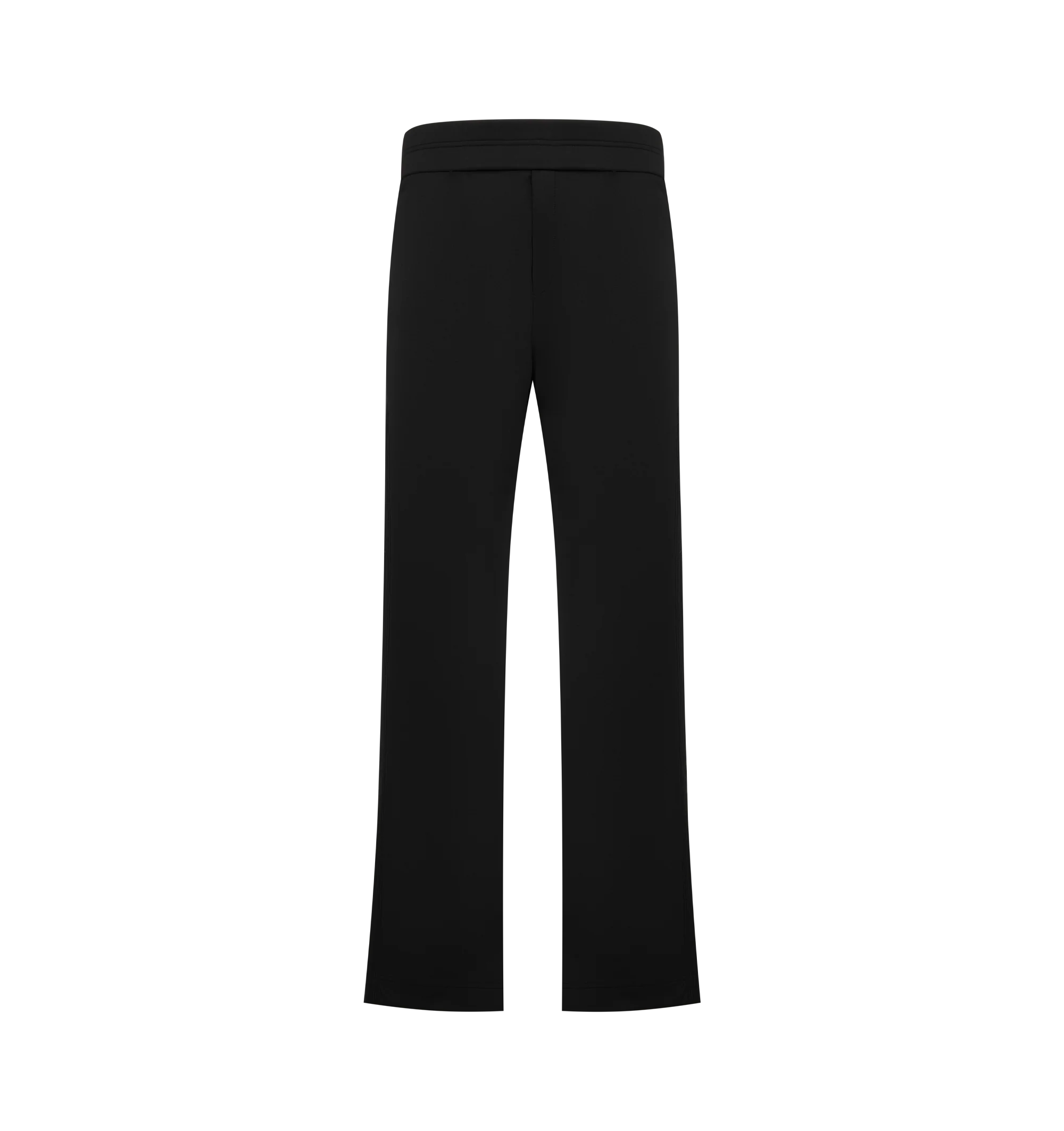 Image 1 of 3 - BLACK - The Rhude Men's Trofeo Track Pants feature a sleek silhouette cut from a luxurious stretch polyester jersey. These track pants feature a drawstring waist, side slip pockets, and a back welt pocket keep things functional, while zipped cuffs add a sharp, sporty finish. Materials: 98% Polyester 2% Elastane.