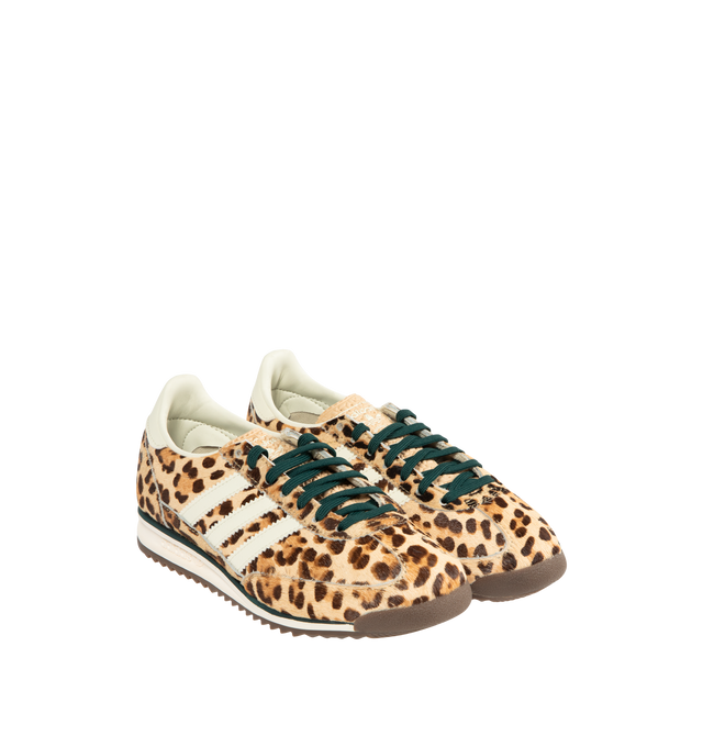Image 2 of 5 - BROWN - ADIDAS Leopard Print SL 72 OG Sneaker featuring regular fit, leather upper, textile sockliner, rubber outsole, pony hair finish, leopard print, Ecotex textured tongue, Trefoil branding on tongue and heel and textured tongue.