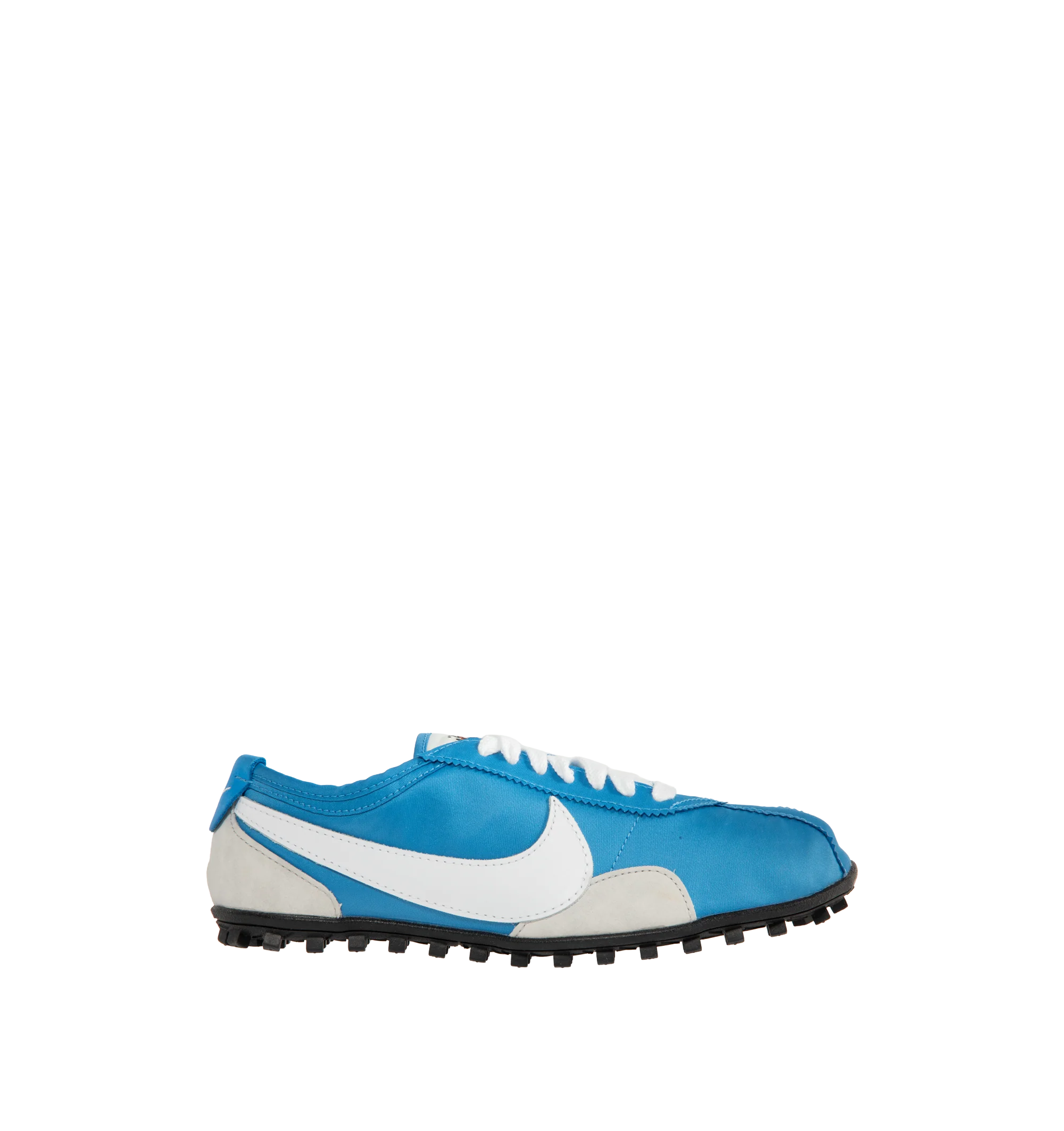 Image 1 of 5 - BLUE - Nike Men's Moon Shoe OG SP Sneakers feature an Italy Blue and Neutral Grey nylon upper with black and white accents and a leather Swoosh. Inspired by Nike's original 1970s running shoe, the streamlined silhouette is finished with a rubber Waffle outsole for durable traction. Upper: Nylon and Leather. Sole: Rubber.