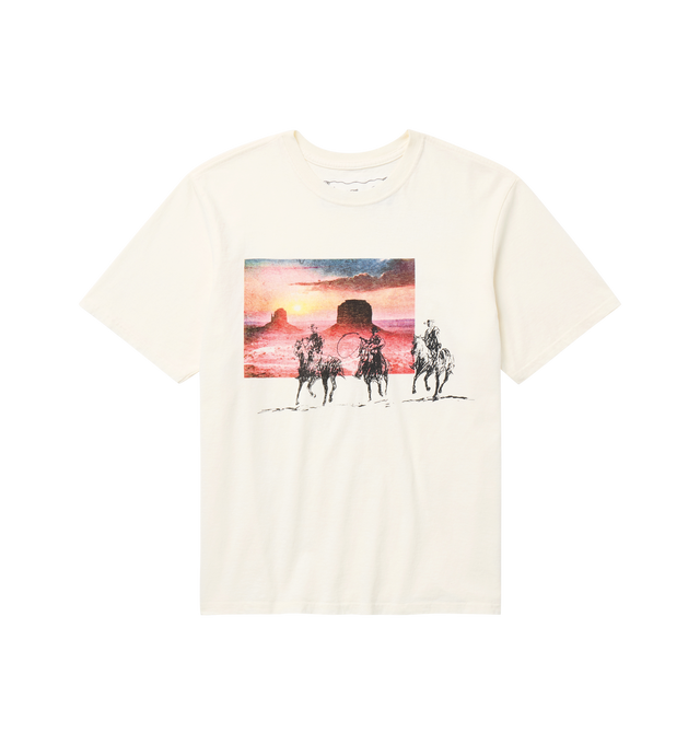 Image 1 of 2 - WHITE - ONE OF THESE DAYS The Day The Rains Came T-Shirt featuring vintage wash, pre-shrunk, short sleeves, crew neck and graphic on front. 100% cotton.