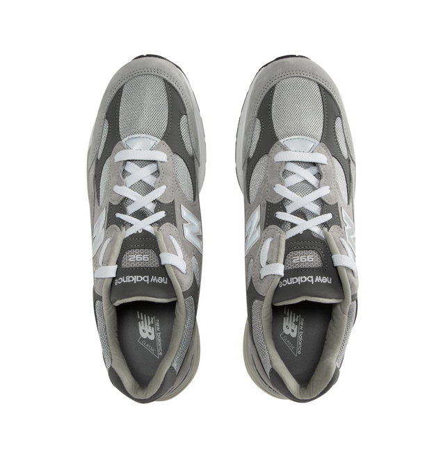 Image 5 of 5 - GREY - NEW BALANCE 992 Core Sneaker featuring ABZORB cushioning at heel and forefoot absorbs impact through a combination of cushioning and compression resistance, combination ENCAP and C-CAP midsole, reflective accents designed to catch the light and NDurance rubber outsole. Suede overlays and mesh upper. 