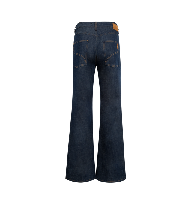 Image 2 of 3 - BLUE - AMIRI Raw Bootcut Jeans featuring bootcut silhouette, five-pocket styling, zip fly and button closure. 100% cotton. Made in Italy.