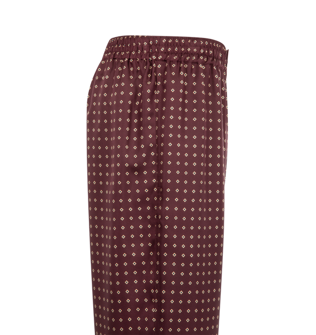 Image 3 of 3 - RED - SAINT LAURENT Pajama Pants in diamond silk satin featuring mid-rise pajama-style pants made with certified silk, straight leg with concealed pockets, button fly, certified silk, button closure with button fly, two concealed side pockets and elasticized waist. 100% silk. Made in Italy.