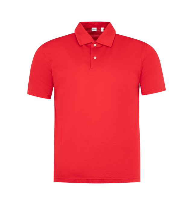 Image 1 of 2 - RED - ASPESI Polo Mod featuring timeless shirt collar with a button placket and short sleeves. 100% cotton.