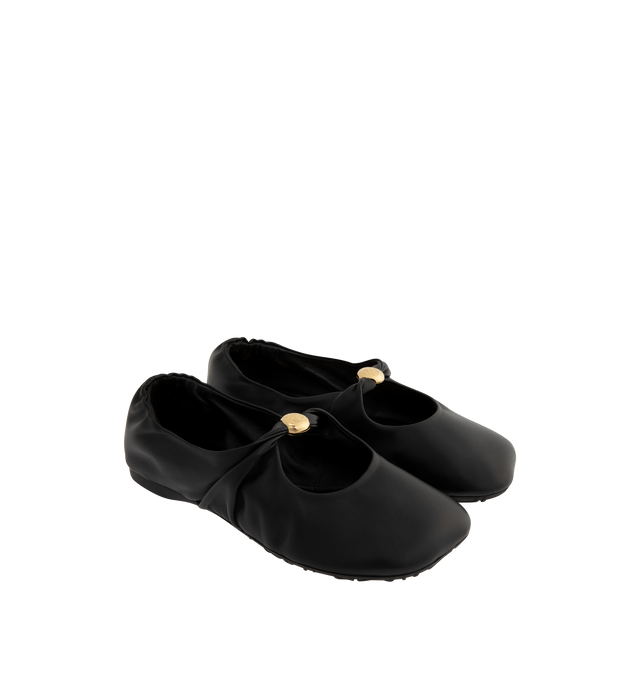 Image 3 of 5 - BLACK - LOEWE Pebble Soft Ballerina Flat in supple nappa lambskin with a flexible upper engineered for extra comfort, featuring a metallic pebble with an Anagram engraved detail and a signature petal toe shape, padded leather insole and Anagram embossed rubber outsole. Nappa lambskin. Made in Italy.