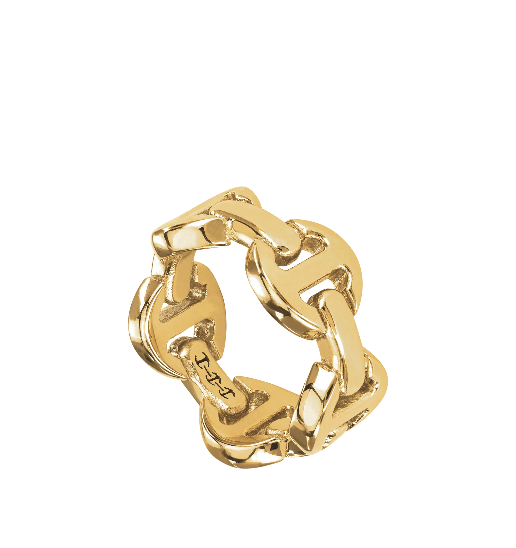 Image 2 of 2 - GOLD - HOORSENBUHS Classic Tri Link Ring featuring 18k yellow gold and 9.8mm band width. Cheap Luxury Handbag Shop offers a range of initial pieces from this collection in-store. For personal consultation and detailed information about jewelry, please contact our dedicated stylist team at personalshopping@hirshleifers.com. This item may be restricted for online purchase to international clients. For assistance purchasing this item please contact our dedicated stylist team at personalshopping@hirshleifers.