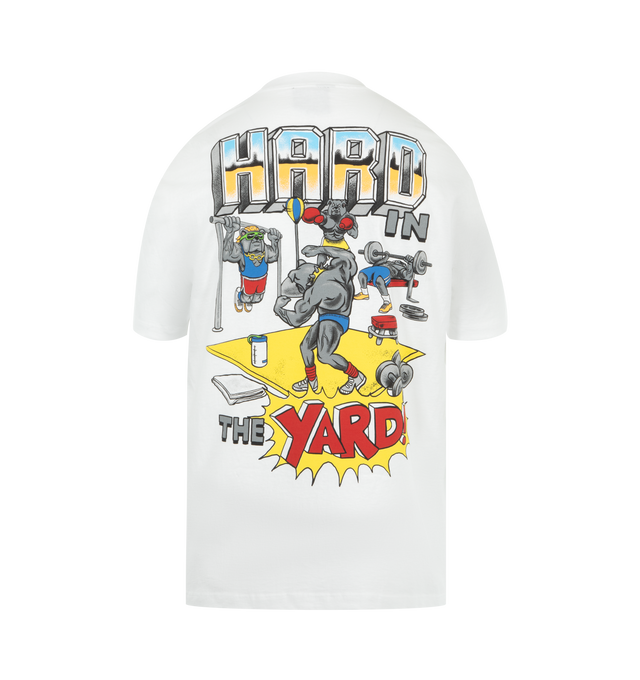 Image 2 of 2 - WHITE - MARKET Hard in the Yard T-Shirt featuring short sleeves, crew neck screen graphic on front and regular fit. 100% cotton.