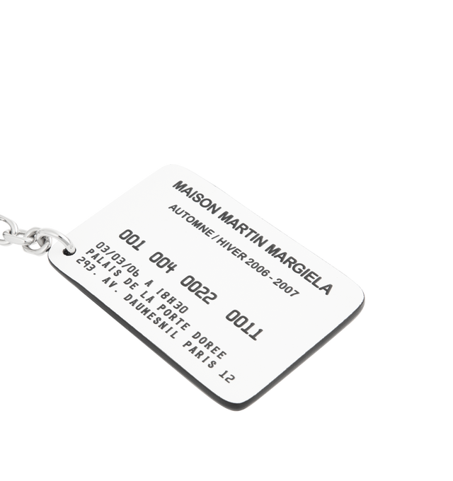 Image 2 of 2 - BLACK - MAISON MARGIELA Cardholder Keychain featuring a compact cardholder keychain in wrinkled glossy leather with a central slot, metal ring and detailed with the Maisons signature four stitches. 100% calf leather. Made in Italy.
