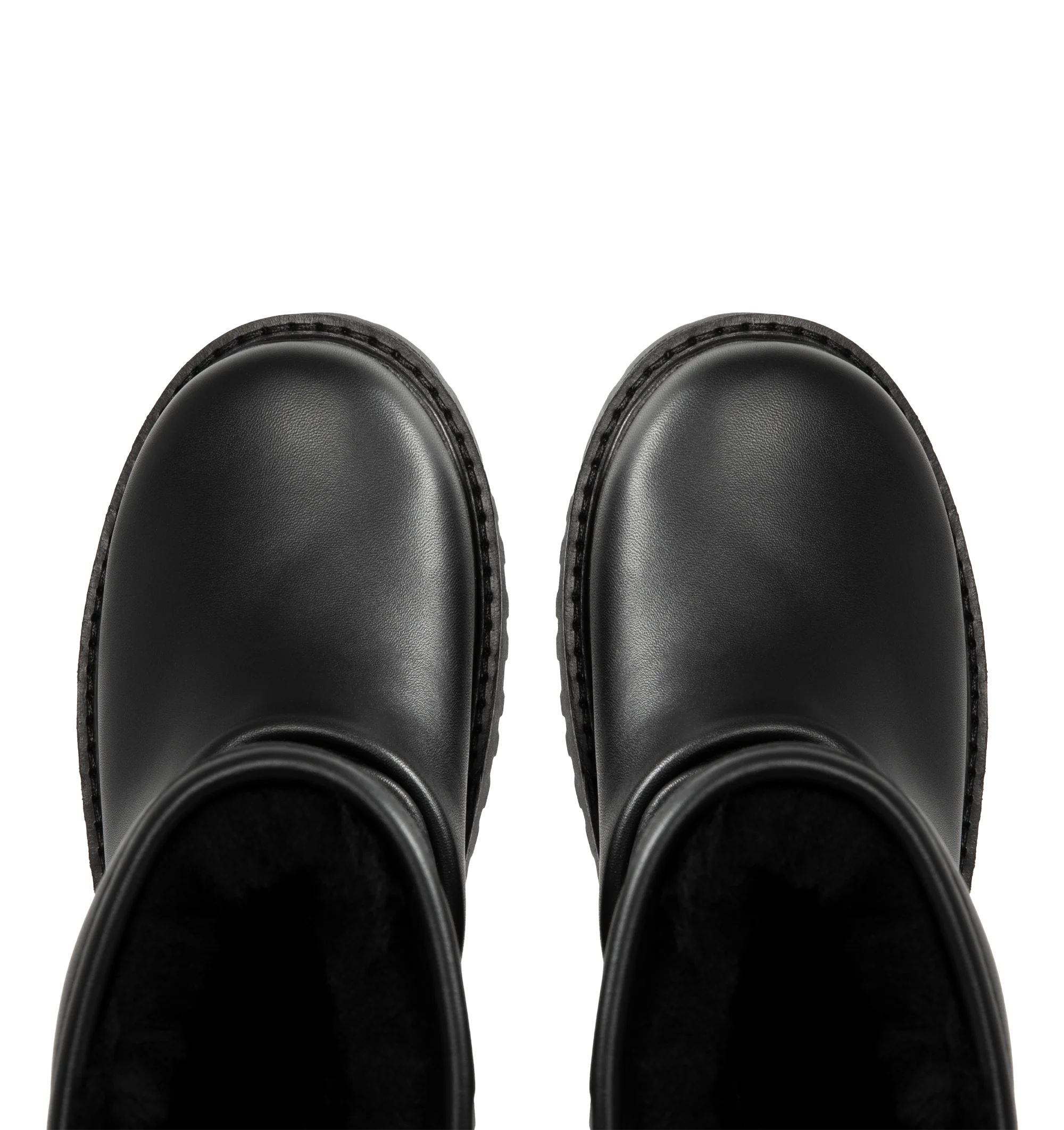 Image 4 of 4 - BLACK - UGG x Willy Chavarria Relaxed Boot is crafted from leather and features a mid-calf silhouette inspired by classic motorcycle boots. Designed as a slouchier interpretation of the biker boot, it is detailed with custom chrome logo hardware, a draped black leather upper, and a soft sheepskin-lined interior that combines rugged styling with signature comfort. Main Material: Leather. Lining: Sheepskin. Unisex style in men's sizes.