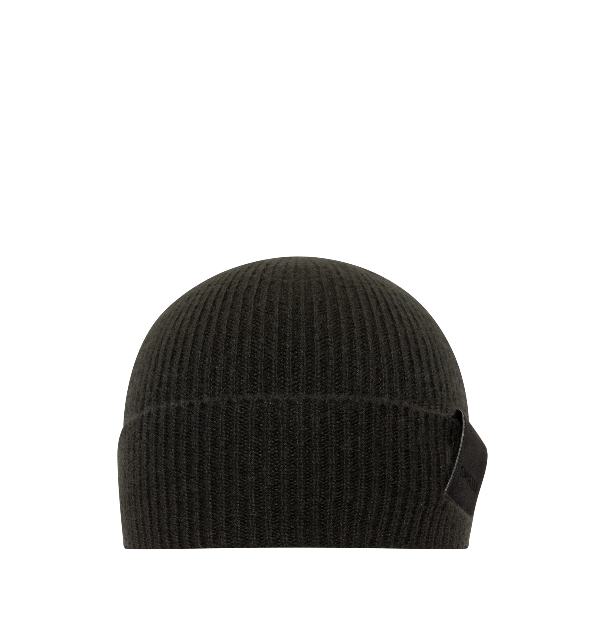 Image 1 of 2 - BROWN - Tom Ford Men's Ribbed Cashmere Beanie Hat is crafted from a soft cashmere ribbed knit and features a foldover cuff accented with a leather tab embossed with the signature TF monogram. This designer knit beanie combines timeless cold-weather styling with refined detailing for elevated everyday wear. Main Material: Ribbed Knit. Trim: Leather. Made in Italy.
