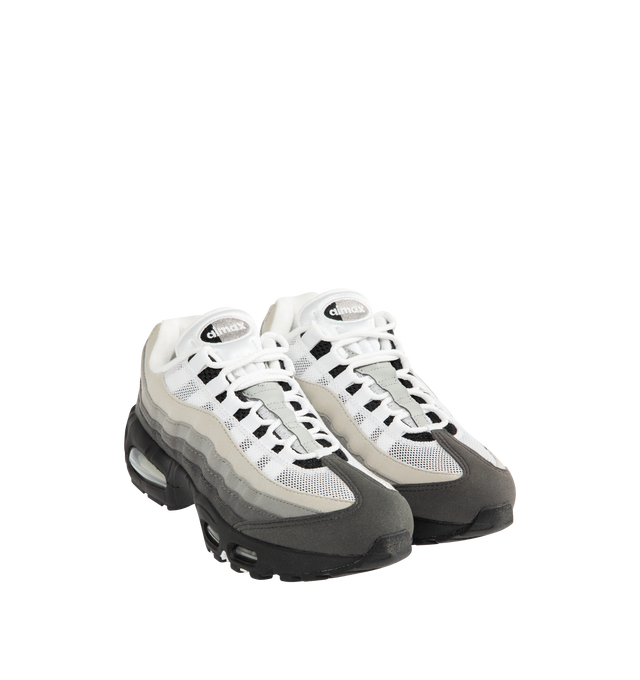 Image 2 of 5 - BLACK - NIKE Air Max 95 OG Sneaker featuring synthetic leather and textiles, visible Max Air cushioning, flex grooves in the midsole and outsole, foam midsole and rubber outsole.