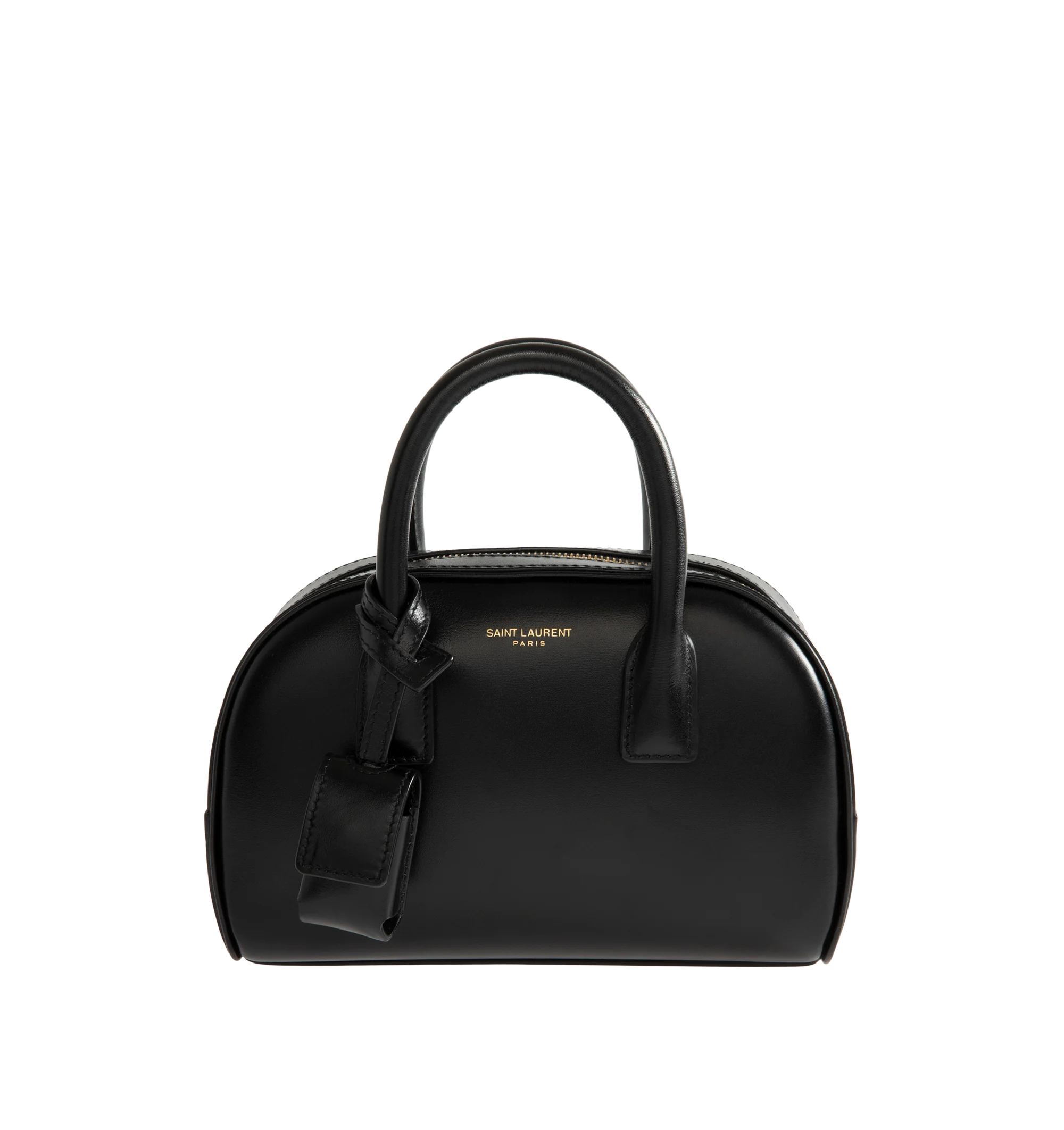 Image 1 of 3 - BLACK - Saint Laurent Womens Sac de Jour Mini Boston Bag is crafted from calfskin leather. Features top handles, adjustable and detachable shoulder strap, zip closure, leather lining, bronze-tone hardware, and two interior card slots. Dimensions: 19 13 7 cm; Handle Drop: 5 cm; Strap Drop: 45 cm. Main Material: Calfskin Leather; Hardware: Brass; Lining: Leather. Made in Italy.