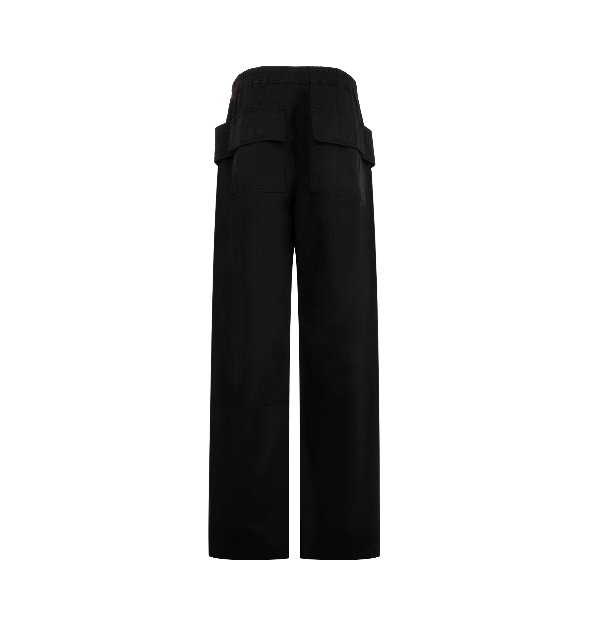 Image 2 of 3 - BLACK - Rick Owens Drkshdw Men's Creatch Wide Cargo Drawstring Pants feature a relaxed wide-leg silhouette with an elasticized drawstring waistband. Main Material: Cotton. Waist: Elasticized with Drawstring. Pockets: Cargo Pockets and Utility Storage Details.