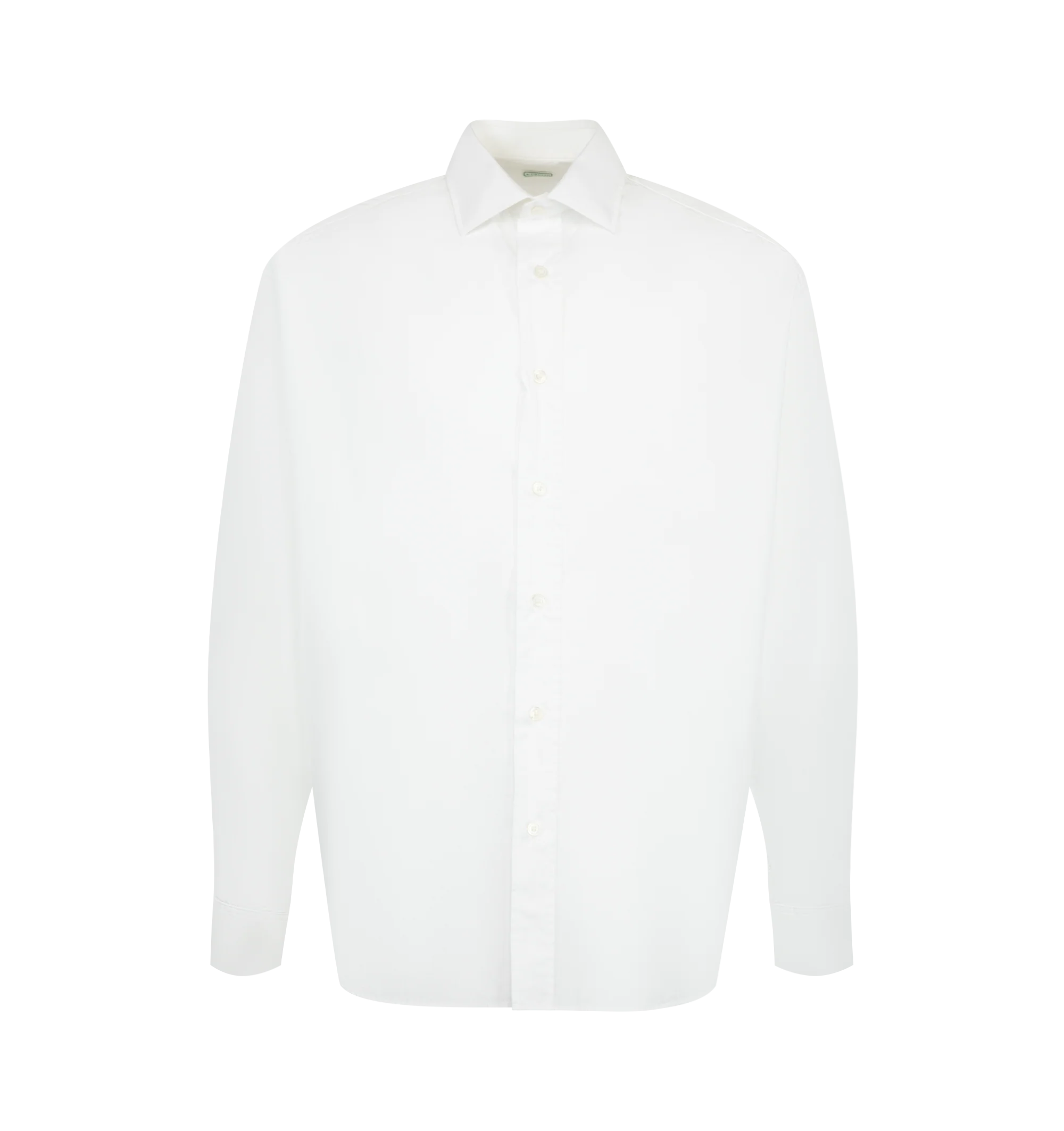 Image 1 of 2 - WHITE - A.Presse Men's Spread Collar Shirt is crafted from cotton and features a regular-fit silhouette with a classic spread collar. Designed with a clean, timeless construction that reflects the brand's understated approach to everyday tailoring. Main Material: 100% Cotton.