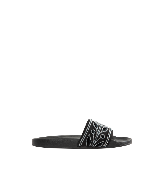 Image 1 of 4 - BLACK - CASABLANCA Pool Slides featuring embroidered terry fabric, diamond logo and signature Laurel artwork on its uppers, sculpted footbed for elevated comfort and a textured rubberised sole. 100% polyester. Lining: 80% polyester 20% cotton. Made in Portugal.