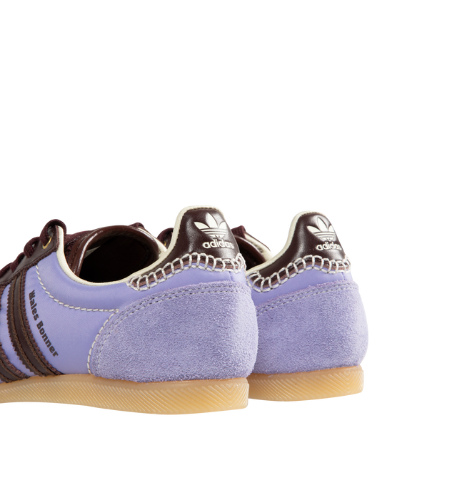 Image 3 of 5 - PURPLE - ADIDAS X WALES BONNER Japan Sneaker featuring flat heel, round T-toe, lace-up vamp, crochet-woven tongue with label, padded collar, backstay with Trefoil logo, three Stripes on the sides and rubber outsole. 