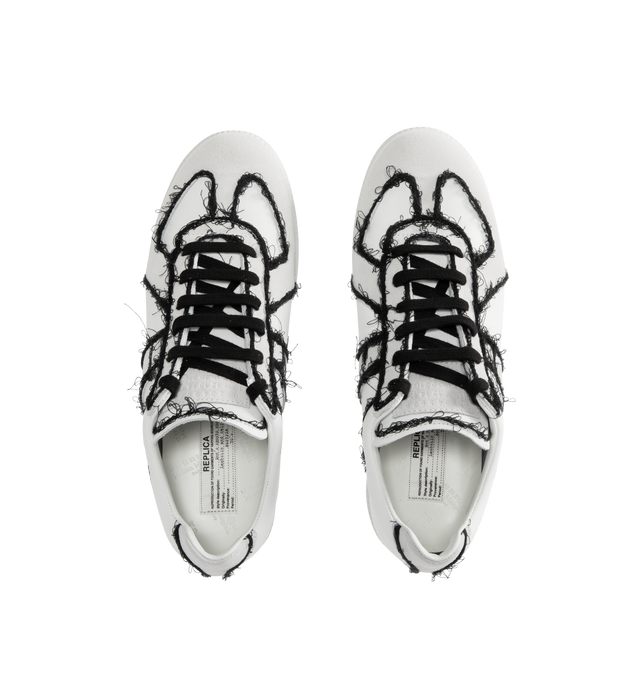 Image 5 of 5 - WHITE - MAISON MARGIELA High Quality Luxury Sneaker featuring smooth calf leather, distressed embroidery threads that trace the outline of each seam, lace up closure and white stitch appears at the back.? 100% calf leather. Sole: 100% rubber.