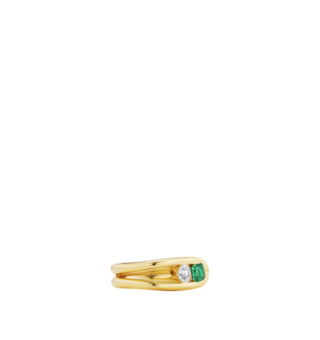 Image 2 of 3 - GOLD - Uniform Object Impact Ring is crafted in solid 18K yellow gold set with a 0.75CT asscher cut emerald and a 0.75CT round diamond. Cheap Luxury Handbag Shop offers a range of pieces from this collection in-store. For personal consultation and detailed information about jewelry, please contact our dedicated stylist team at personalshopping@hirshleifers.com.This item may be restricted for online purchase to international clients. For assistance purchasing this item please contact our dedicated stylist