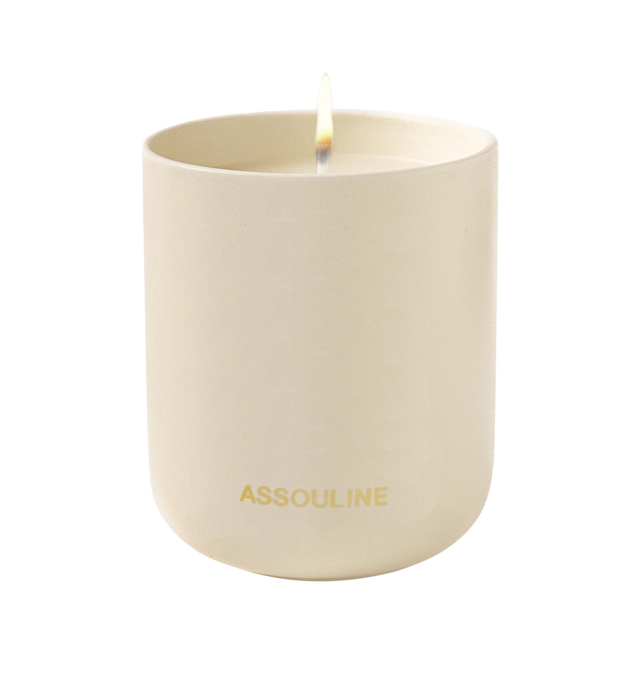Image 3 of 5 - MULTI - Assouline Mykonos Muse - Travel From Home Candle. Bathe in the idyllic shores of Mykonos with the aroma of fresh green fig, warm tonka, sweet almond, and herbaceous cyclamen, as this exquisite blend evokes the allure of hidden coves and charming whitewashed villas. Material: Ceramic Vessel. Wax Family: Soy, Coco, Paraffin Blend. Approximate Burn Time: 50 Hours. Weight: 11.25 oz (318.02 g). Dimensions: 4 x 3.37 in (10.16 x 8.56 cm).
