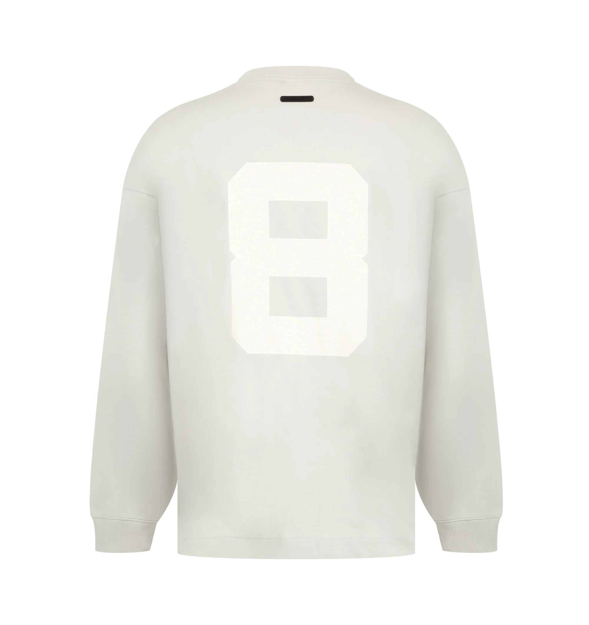 Image 2 of 2 - GREY - Fear of God Mens Merch T-Shirt is crafted from heavyweight 300 GSM cotton jersey. Features a boxy relaxed fit, dropped shoulders, ribbed crew neckline, puff-printed FOG graphic at the front, All Valley Essentials graphic at the back, and an Essentials signature label at the back collar. Main Material: 100% Cotton. 