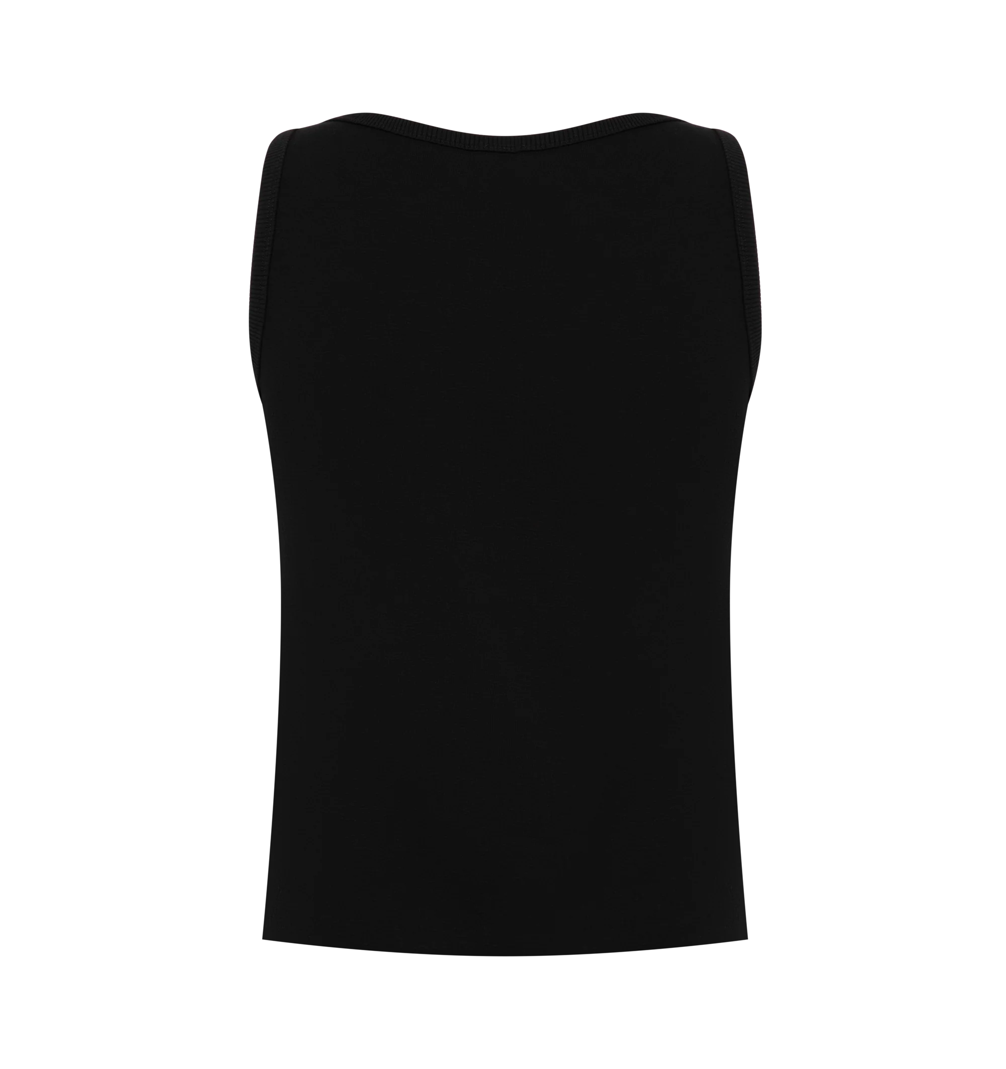 Image 2 of 2 - BLACK - Rhude Men's Logo Ribbed Tank Top is crafted from soft ribbed fabric and features a classic sleeveless silhouette with a scoop neckline and a close, comfortable fit. Finished with signature Rhude logo detailing, this designer tank top combines an athletic-inspired profile with the brand's elevated streetwear aesthetic, making it a versatile essential for layering or wearing on its own. Made from 100% high-quality Cotton. 