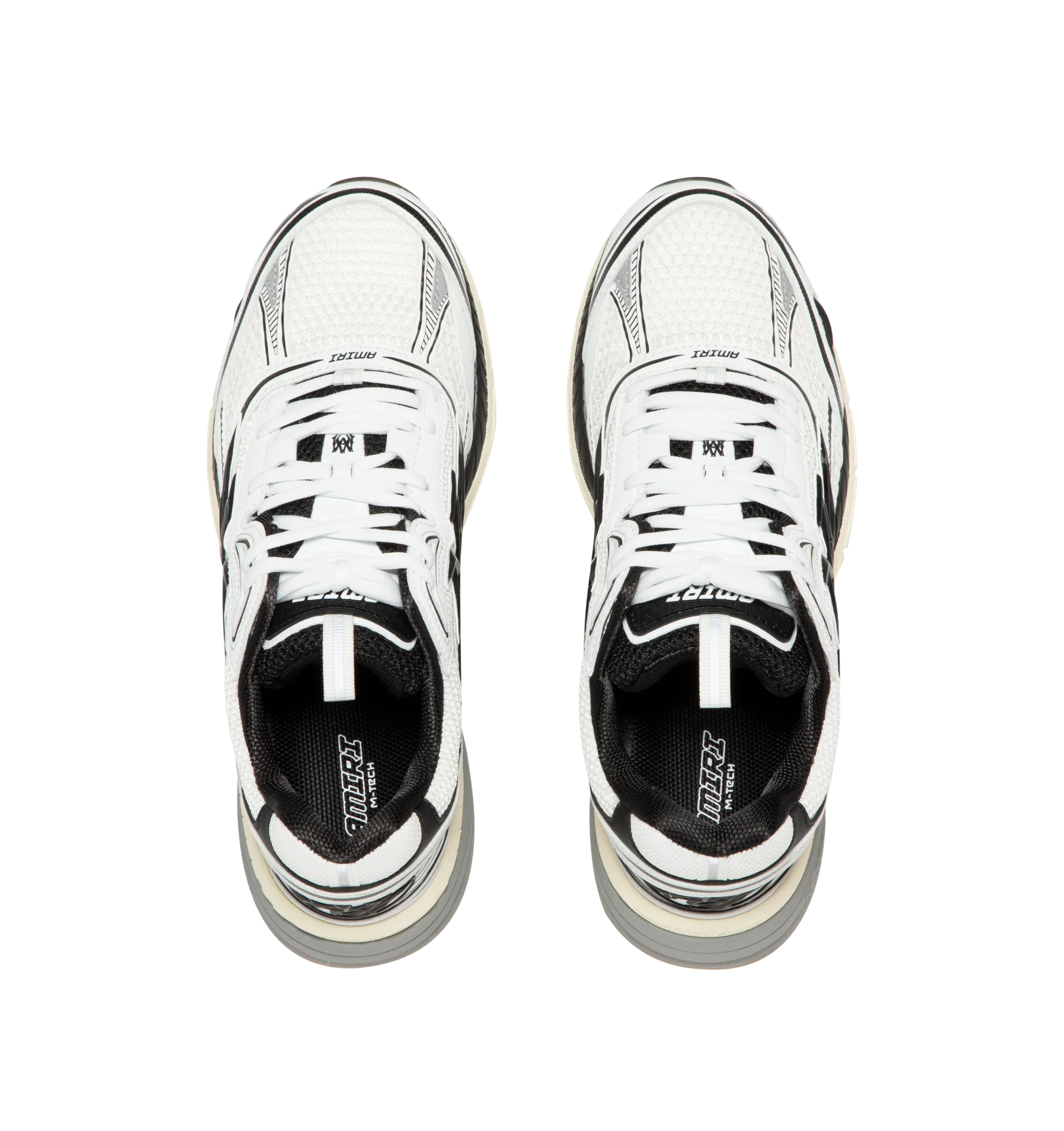 Image 5 of 5 - MULTI - Amiri Mens Ma Tech Sneakers feature a mesh and leather upper with contrast detailing and signature MA icon. Designed with a lace-up closure and durable rubber outsole inspired by technical running shoes. Upper: Leather, Polyester, and Rubber; Sole: Rubber. Made in Vietnam. 