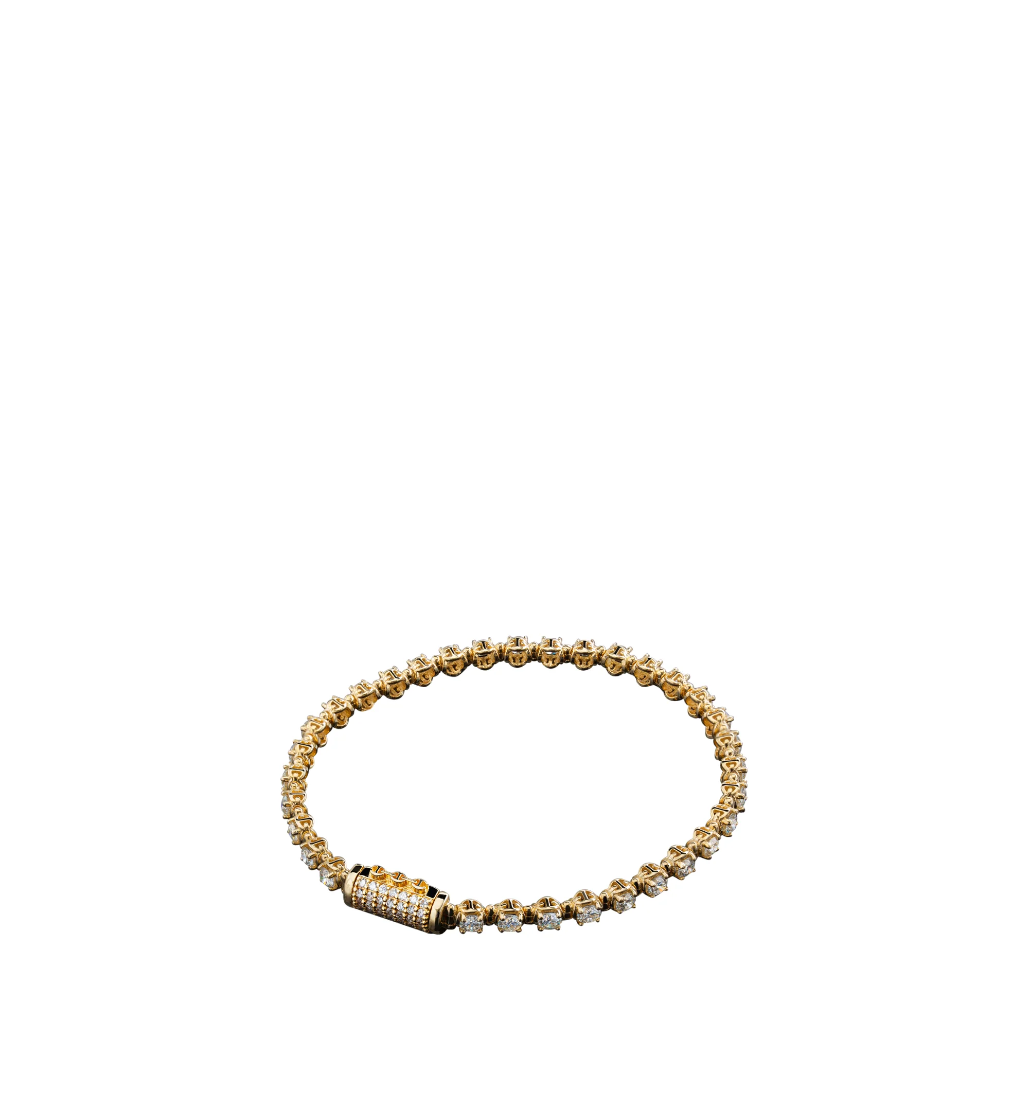 Image 1 of 1 - GOLD - Hoorsenbuhs Infinite Diamond Bracelet is crafted from 18K yellow gold and features a 3 mm tri-link motif with prong-set round brilliant Belgian-cut G VS1 diamonds. Length: 7". For personal consultation and detailed information about jewelry, please contact our dedicated stylist team at personalshopping@hirshleifers.com.This item may be restricted for online purchase to international clients. For assistance purchasing this item please contact our dedicated stylist team at personalshopp
