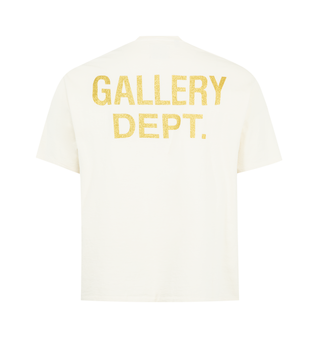Image 2 of 2 - WHITE - GALLERY DEPT. I Love Home Tee featuring short sleeves, relaxed fit, faded 'I Love Home' graphic print on front and GD ENGLISH logotype rendered in gold glitter on the back. 100% cotton. Made in USA.