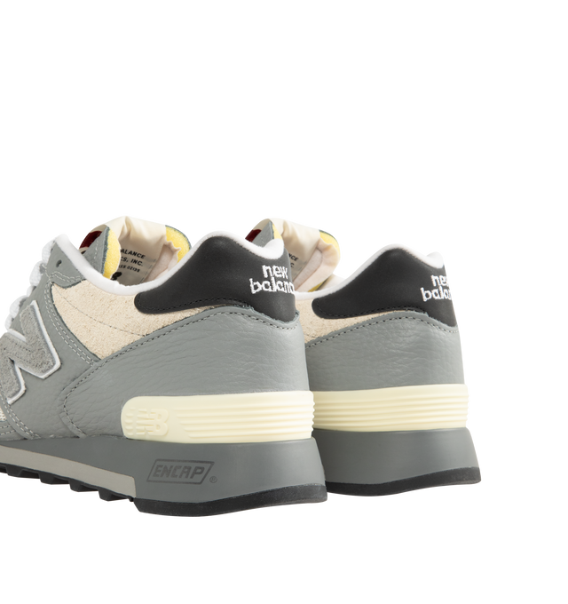 Image 3 of 5 - GREY - New Balance Mens Made in USA 1300 Sneakers feature a mesh upper with premium leather and hairy suede overlays. Designed with full-length ENCAP midsole cushioning, durable tread outsole, woven "1300" tongue label, and a classic lace-up silhouette. Upper: Mesh, Leather, and Hairy Suede; Midsole: ENCAP Foam and Polyurethane. Made in the USA.