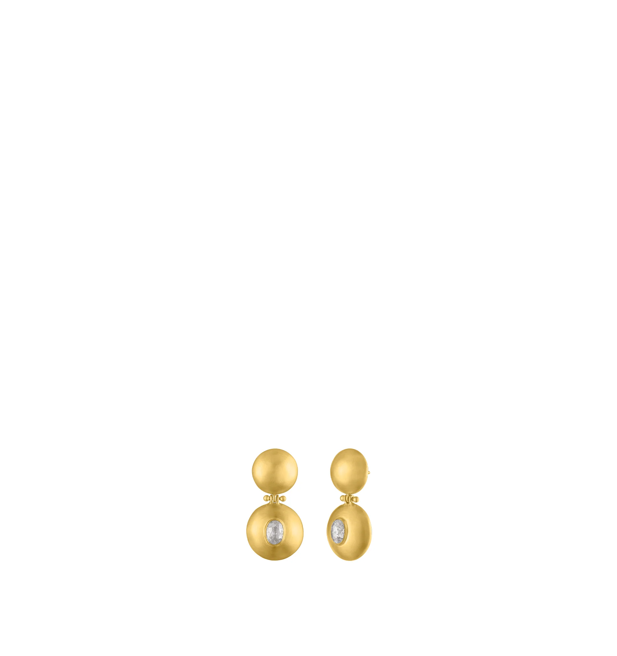 Image 2 of 3 - GOLD - Prounis Double Dome Bulla Earrings are handcrafted from 22K yellow gold and feature a sculptural double dome silhouette accented with diamonds. Handmade in New York. For personal consultation and detailed information about jewelry, please contact our dedicated stylist team at personalshopping@hirshleifers.com.This item may be restricted for online purchase to international clients. For assistance purchasing this item please contact our dedicated stylist team at personalshopping@hirshle