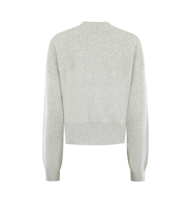 Image 2 of 2 - GREY - EXTREME CASHMERE Xtra Fun Cardigan featuring a classic crew neck, jacquard knit, a cropped bomber fit, two-way full-length zipper and two side pockets. 100% cashmere.
