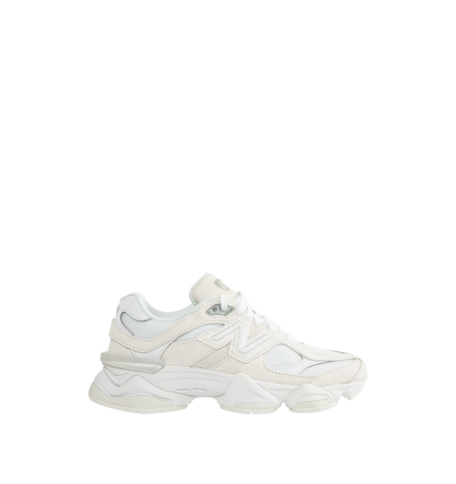 Image 1 of 5 - WHITE - NEW BALANCE 9060 Sneaker featuring dual-density midsole, ABZORB and SBS cushioning, tongue logo inspired by original 991 lace jewel, translucent CR device at heel and diamond outsole pattern inspired by classic 860 design.