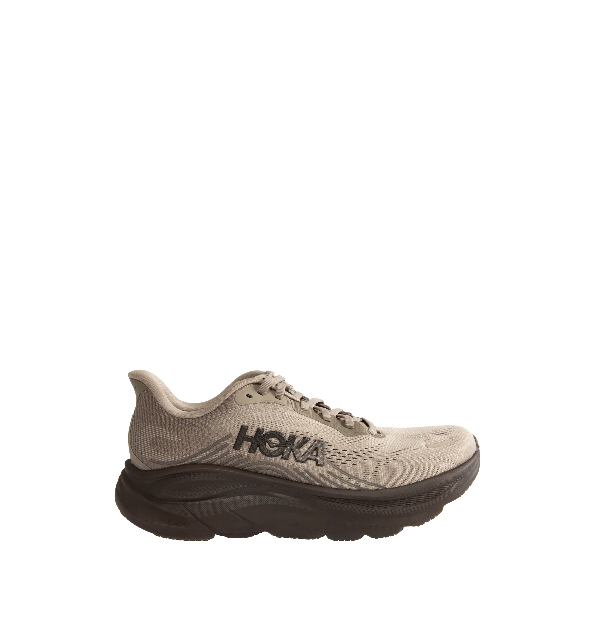 Image 1 of 5 - NEUTRAL - Hoka Mens Clifton 11 Running Shoes feature an engineered mesh upper with reflective details and 3D-printed overlays. Designed with a CMEVA midsole, Rearfoot-Focused Active Foot Frame, MetaRocker geometry, open-cell sockliner, double-lace lock system, and Durabrasion rubber outsole for lightweight cushioning, stability, and everyday road running. Upper: Engineered Mesh; Midsole: CMEVA; Outsole: Durabrasion Rubber. Imported.