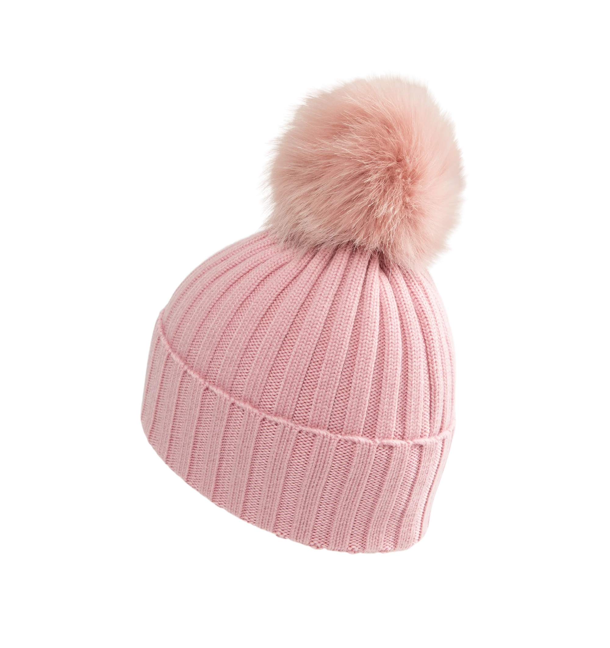 Image 2 of 2 - PINK - Moncler Wool Beanie with Pom Pom features an English rib-knitting and logo at front and embellished with a faux fur pom pom. Designed to provide warmth, this heavy knit beanie for women adds the finishing touch to cold-weather looks. 100% virgin wool .