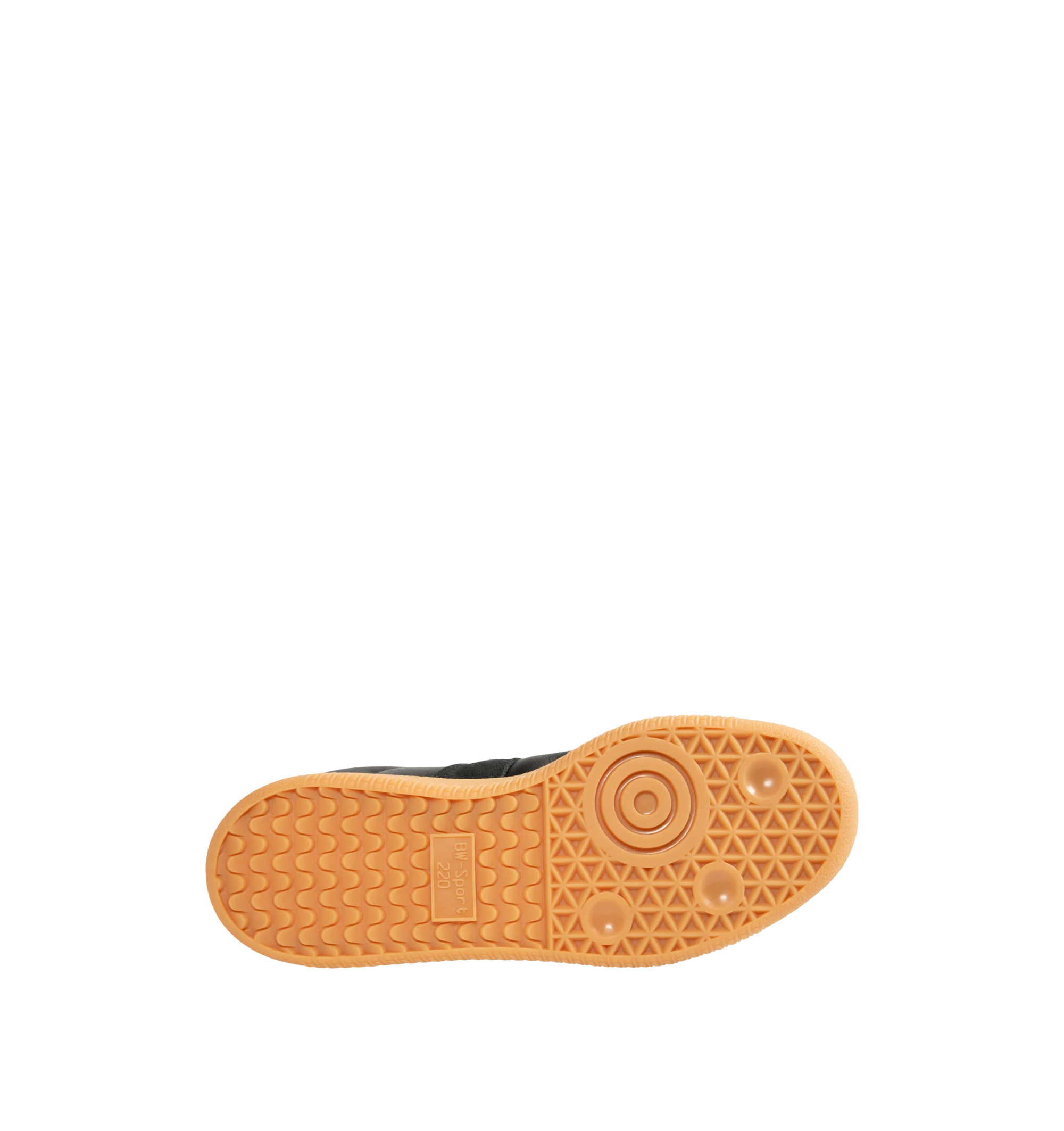 Image 4 of 5 - BLACK - Adidas Mens BW Army Shoes are crafted from leather with premium suede overlays. Features a regular fit, lace-up closure, leather sockliner, rubber outsole, and adidas logo detailing on the tongue, sockliner, and tooling. Upper: Leather with Suede Overlays; Sockliner: Leather; Outsole: Rubber. Made in Vietnam.