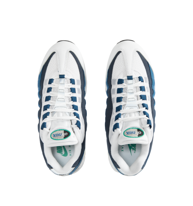 Image 5 of 5 - BLUE - NIKE Air Max 95 OG Sneaker featuring layers of leather, visible Max Air cushioning, low-cut collar and flex grooves in midsole and outsole. 