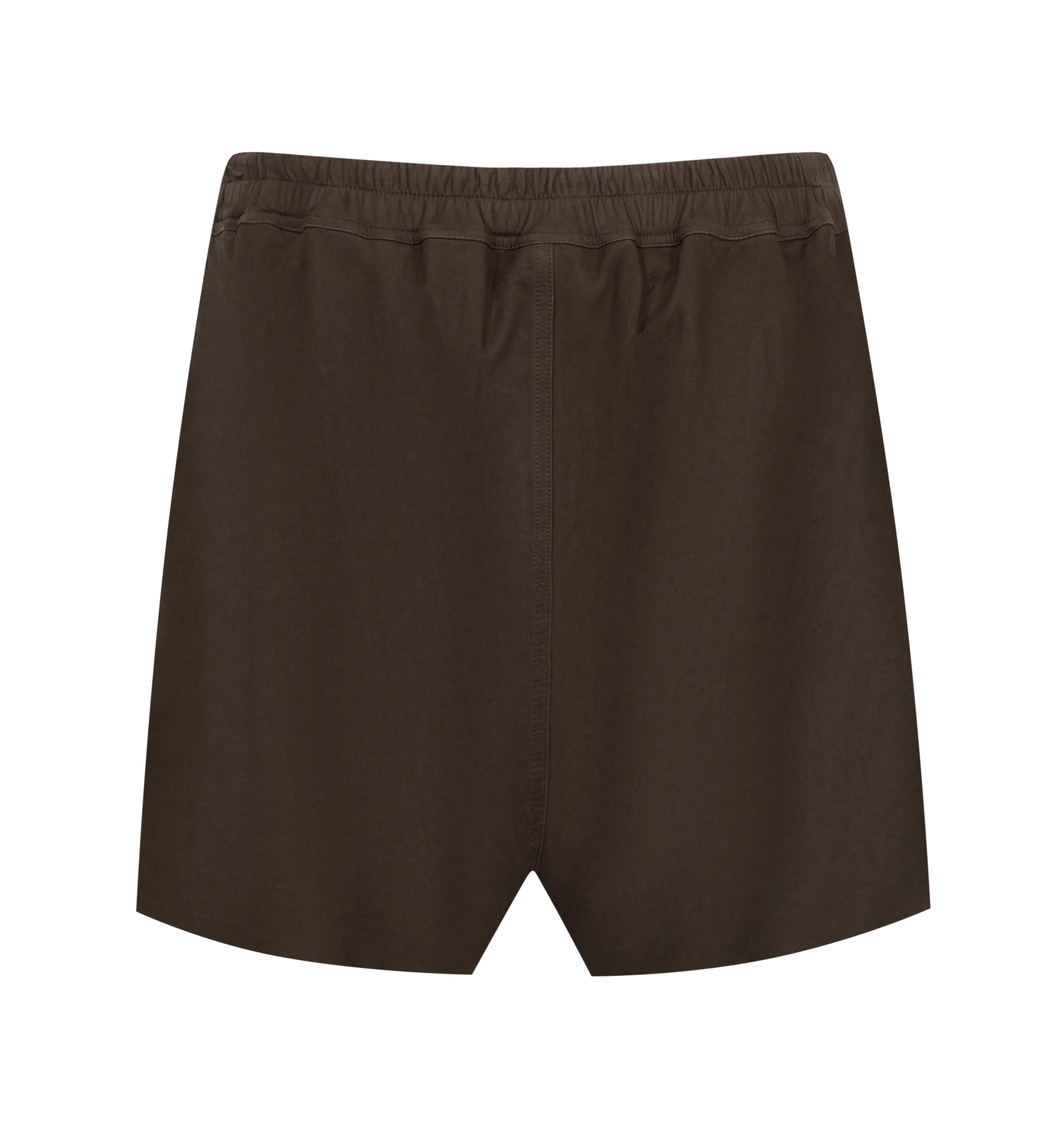 Image 2 of 3 - BROWN - Rick Owens Men's Leather Shorts are crafted from lambskin and feature an drawstring waistband, side pockets, and a contrasting hem, the style is finished with a smooth cupro lining for added comfort. Main Material: 100% lambskin. Lining: 100% cupro.