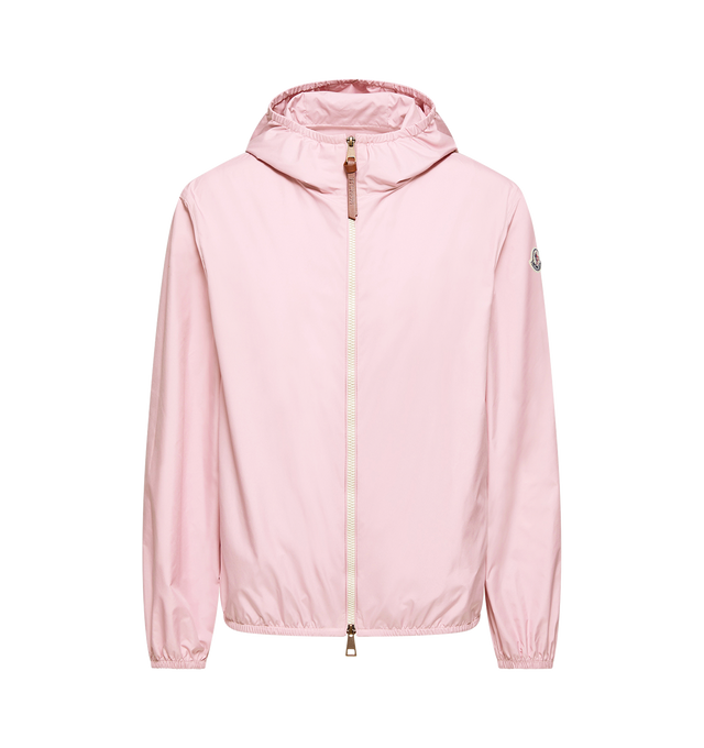 Image 1 of 1 - PINK - MONCLER Fegeos Hooded Jacket featuring adjustable hood, zipper closure, zipped pockets, cropped length, elasticized hem and cuffs and logo patch. 100% polyester.