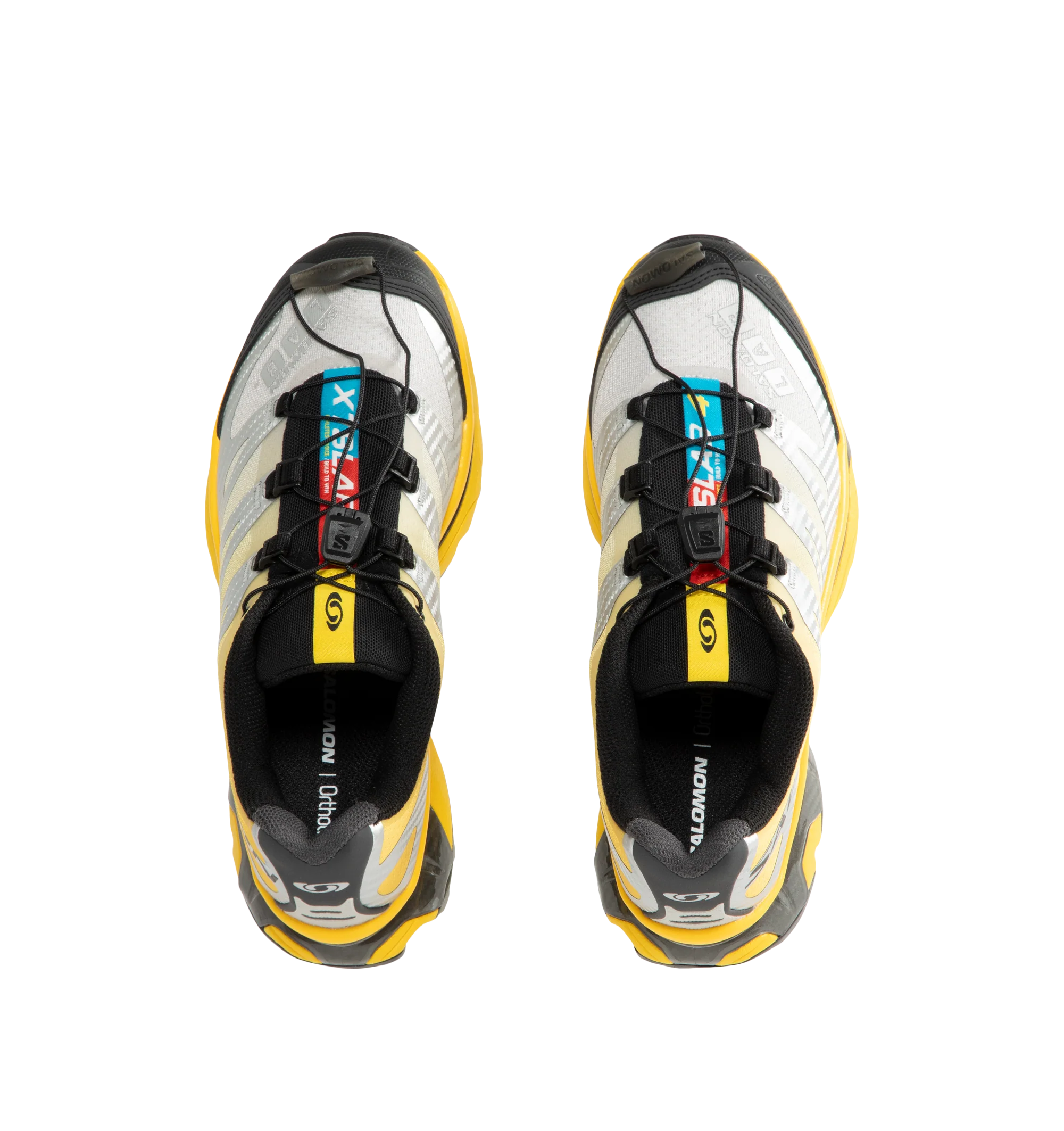 Image 5 of 5 - YELLOW - Salomon Men's XT-4 OG Sneakers are crafted with a lightweight textile and synthetic upper and feature the brand's Agile Chassis System, Quicklace technology, and dual-density EVA cushioning for exceptional stability and comfort. Reviving one of Salomon's iconic trail-running silhouettes, these designer sneakers combine technical performance with archival outdoor style, delivering superior support, durability, and all-terrain traction for both city streets and rugged trails. Main Mate 